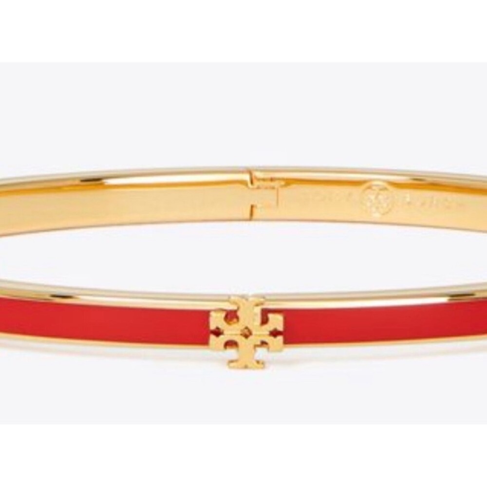 Tory Burch Red Kira Thin Bangle Bracelet - Picture 4 of 5